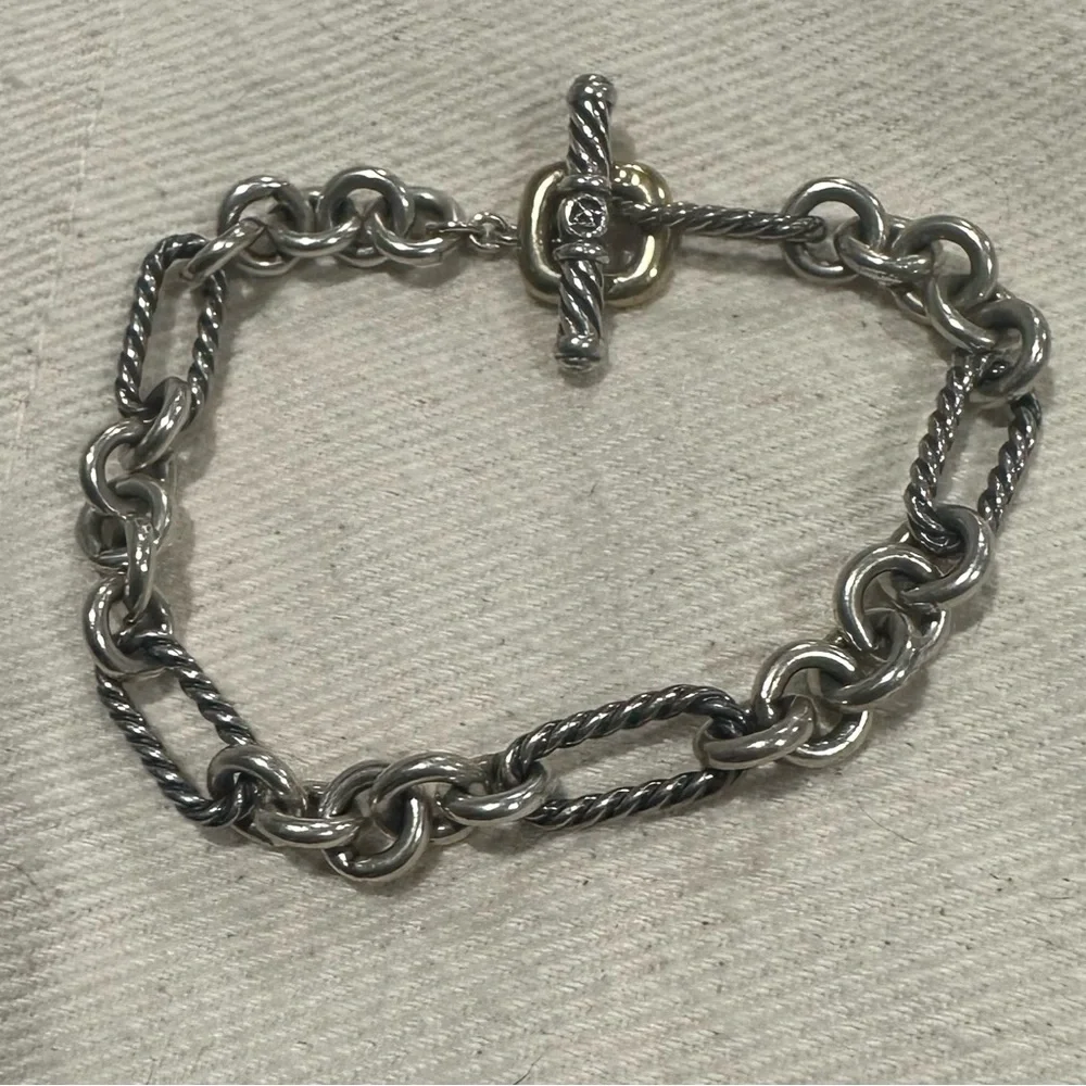 ⭐️David Yurman DY Silver and Gold Figaro Chain Bracelet⭐️ - Picture 1 of 3